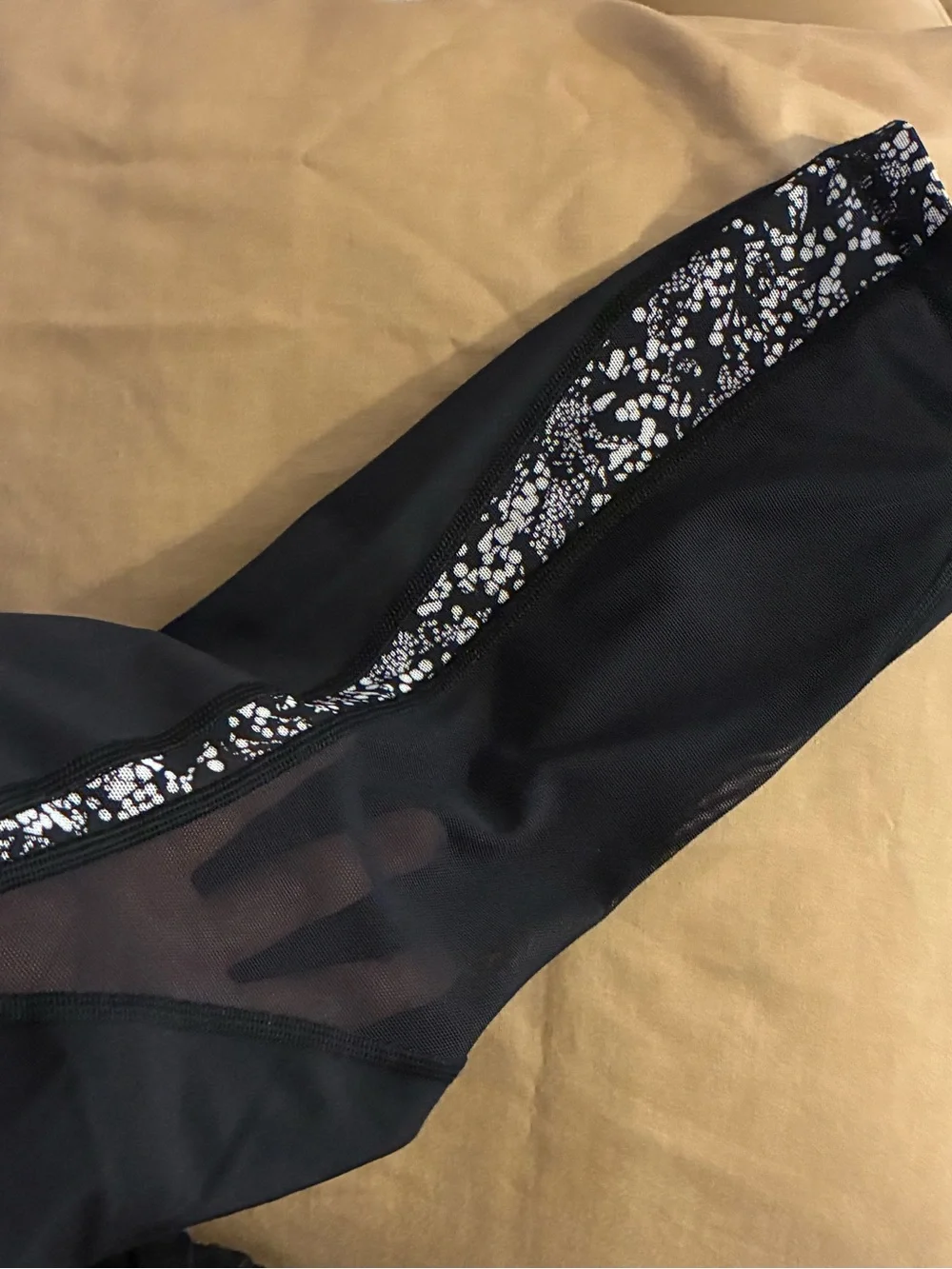 lululemon athletica Black High-Rise Capri Leggings with Patterned Hem